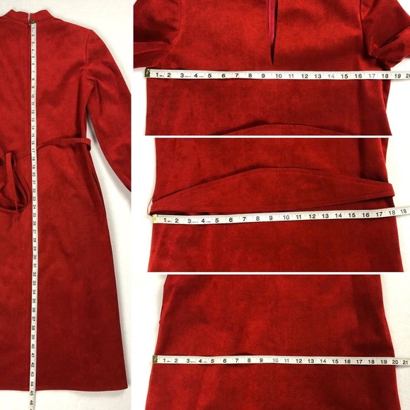 Chic Red Midi Dress with Long Sleeves - Picture 5 of 9